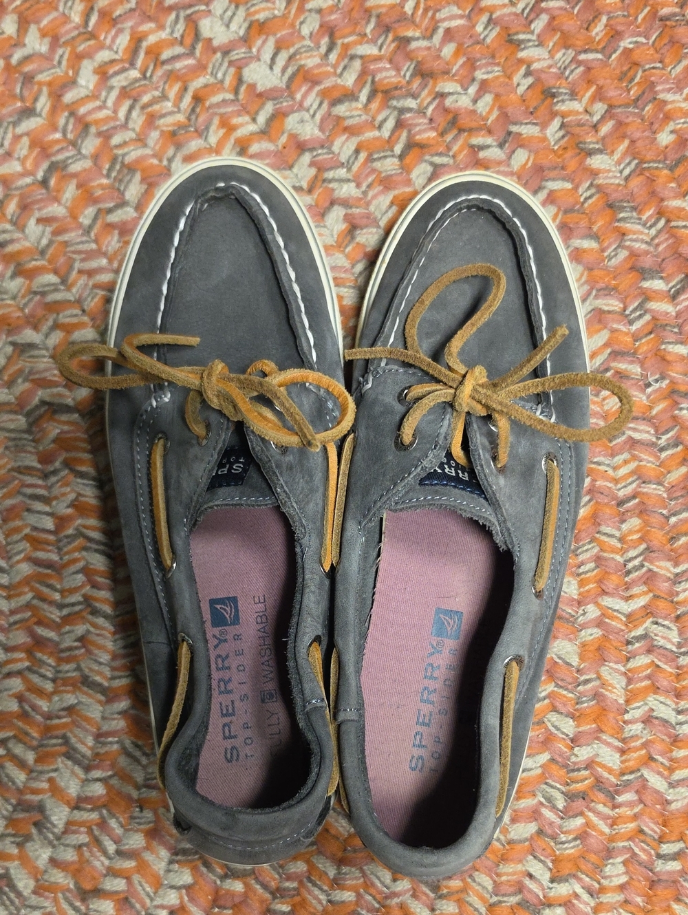 Sperry Women's Gray Suede Boat Shoes with Tan Laces
